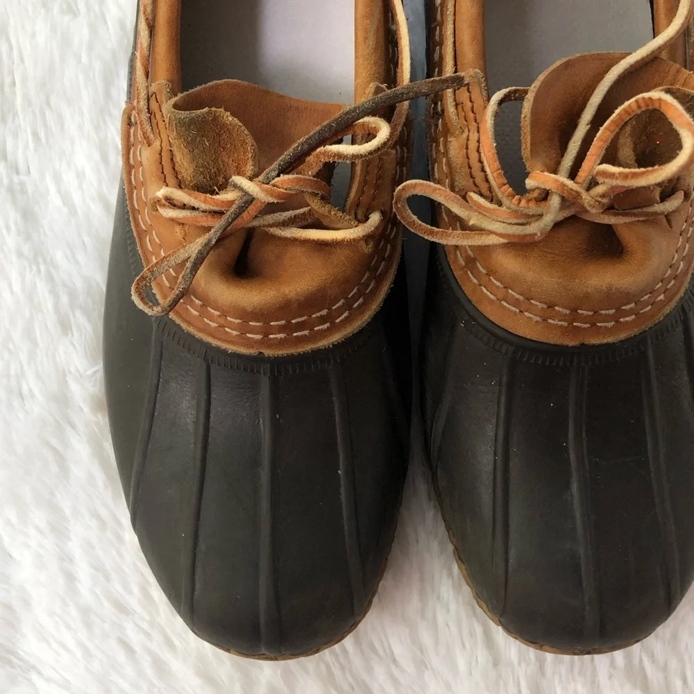 L.L. BEAN • Duck Boots Rubber Moc Tan Brown Ankle Bean Boots Size 8 - Picture 10 of 14